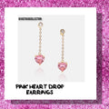 Pink heart drop earrings