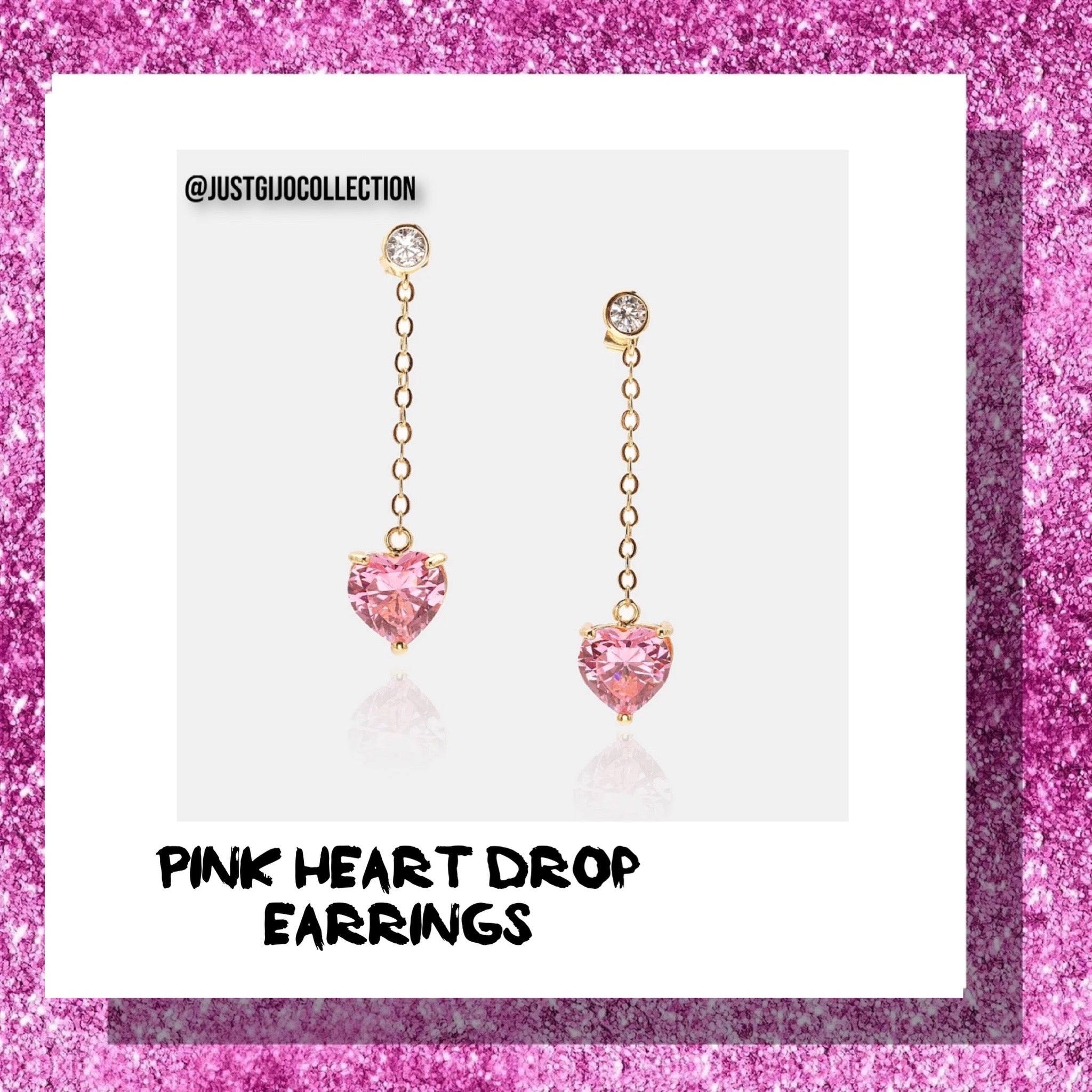 Pink heart drop earrings