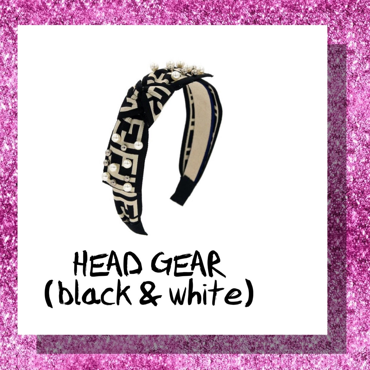 Designer Headband Black and White