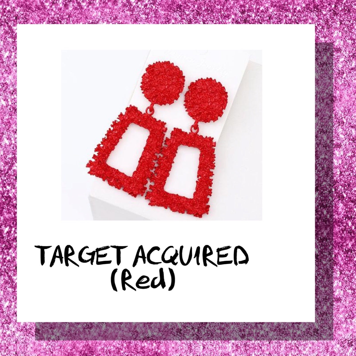 Red geometric earrings