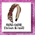 Designer headband Red & Brown